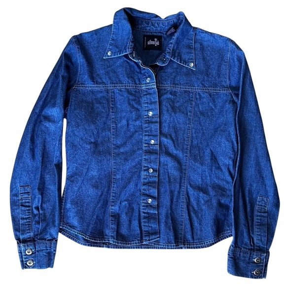 VTG SilverTab Levi’s Denim Button Down Shirt With Studded Front Buttons Size L - Picture 1 of 10